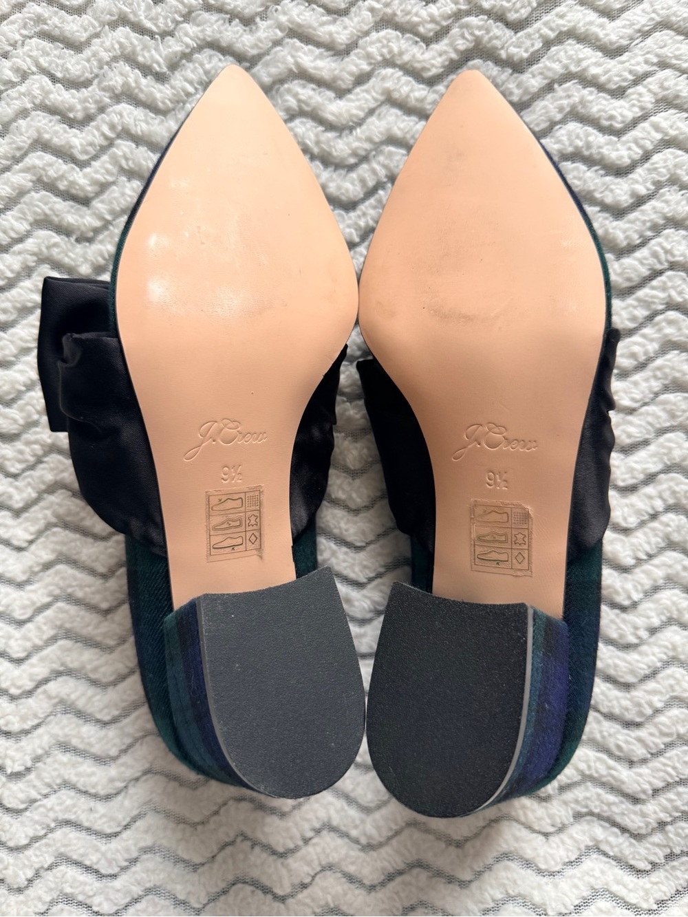 J. Crew Black Bow Plaid Pointed Toe Heels - Picture 5 of 9
